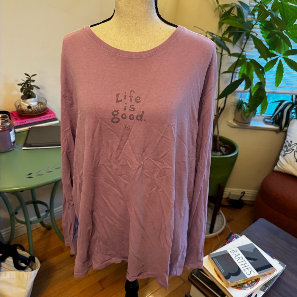 Life Is Good Women's Mauve Long Sleeve Tee